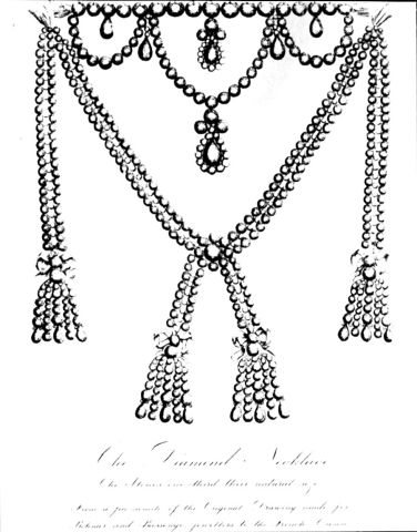 The fabulous necklace (containing 540 diamonds) purchased for Queen Ma